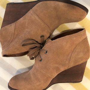 Lucky Brand Camel Suede Sway Booties